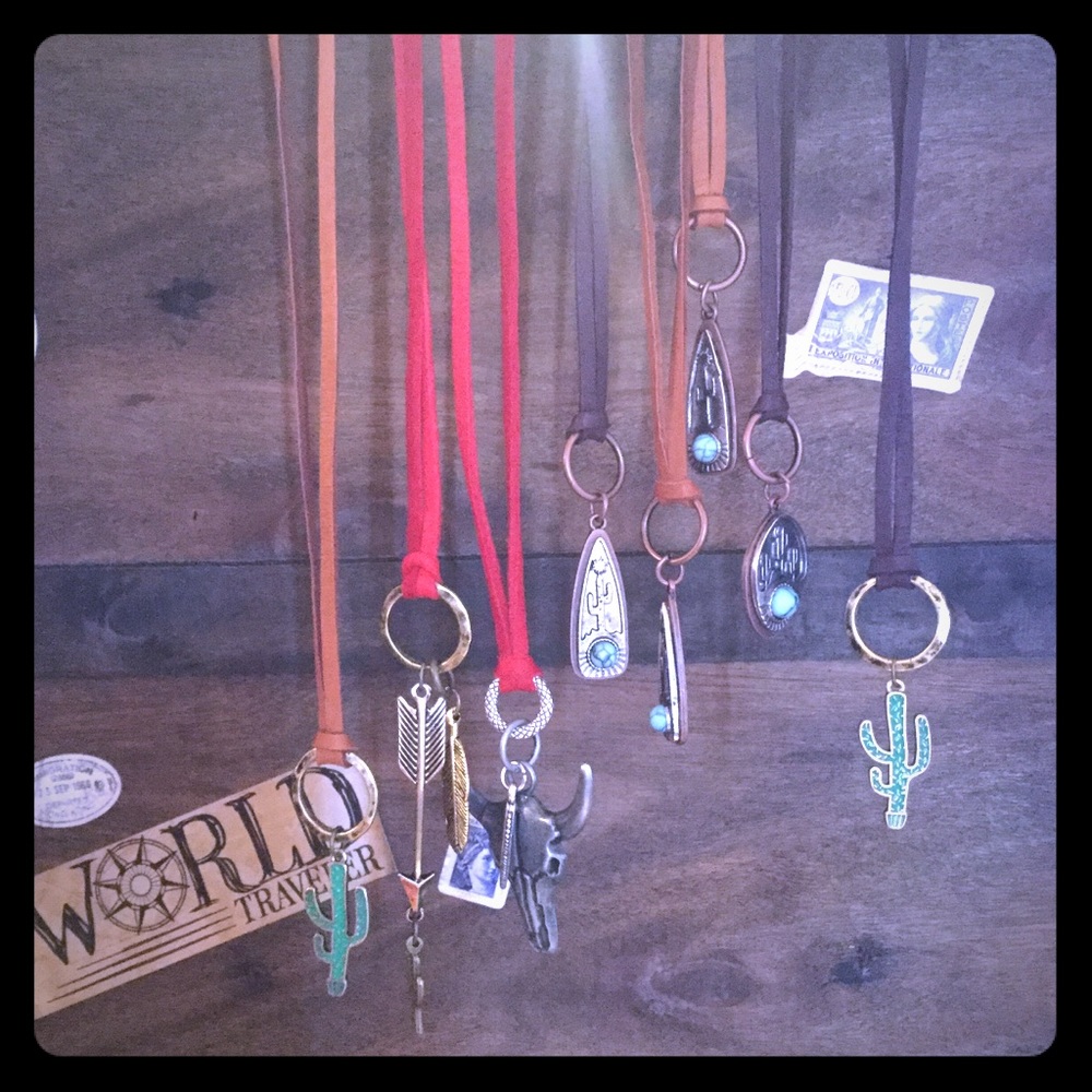 Western leather necklaces handmade